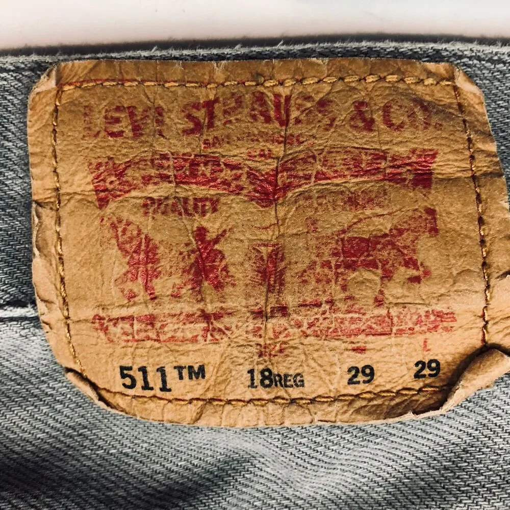Levis 511 Slim Fit Boys Gray Wash Denim Jeans 100% Cotton 18 Reg 29 x 29 U8